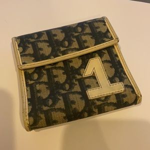 DIOR trotter signature print slim wallet blue